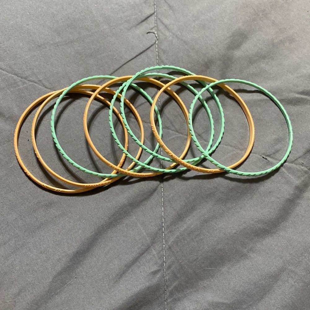 Vintage bangles mint and coral colors